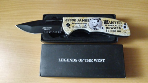 Jesse James $5000 Reward Legends of the Old West Spring Assisted Folding Pocket Knife
