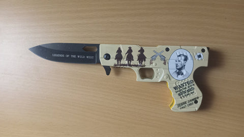 Jessie James Lifespan Pistol Wild West Gun Handle Spring Assisted Folding Pocket Knife