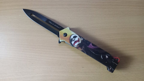 Joker Heath Ledger Split Blade Spring Assisted Folding Pocket Knife