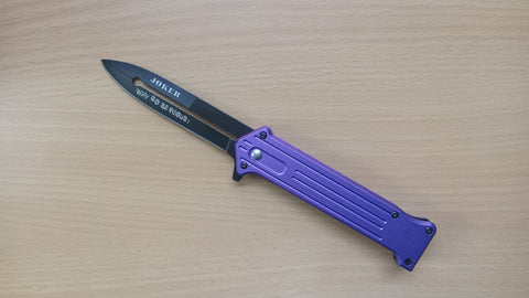 Joker Why So Serious Purple Split Blade Spring Assisted Folding Pocket Knife