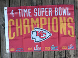 Kansas City Chief 2x3 Double Sided NFL Flag 4 Time Super Bowl Champions