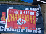 Kansas City Chief 2x3 Double Sided NFL Flag 4 Time Super Bowl Champions
