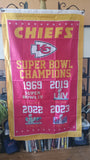 Kansas City Chiefs Vertical 4x Super Bowl NFL 3X5 Feet Flag Banner Pole or Wall Decor