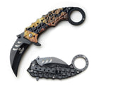 Karambit 8 Inch Brown Spring Assisted Folding Pocket Knife