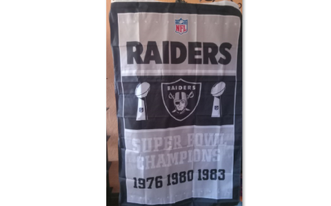 Las Vegas Raiders 3x5 NFL Flag All Super Bowls Vertical