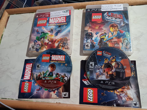 Lego BUNDLE The Movie + Marvel Super Heroes PS3 Tested Playstation 3 Lot