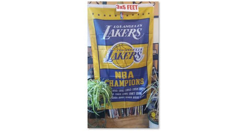 Los Angeles Lakers Championships 3X5 Feet Flag Banner Pole or Wall Decor