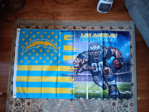Los Angeles Chargers NFL 3X5 Feet American Flag Banner Pole or Wall Decor