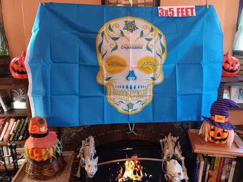 Los Angeles Chargers NFL Sugar Skull 3X5 Feet Flag Día de los Muertos Bandera