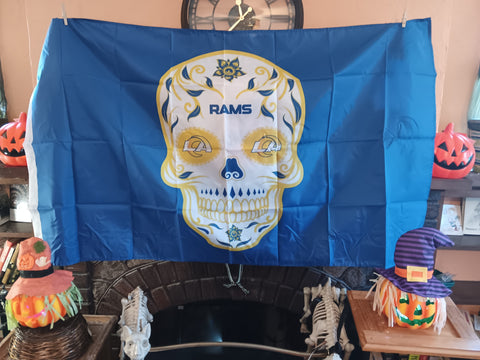 Los Angeles Rams NFL Sugar Skull 3X5 Feet Flag Día de los Muertos Bandera