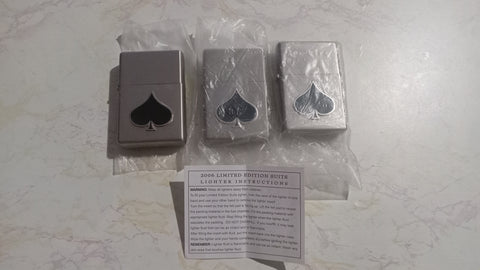 Lot of 3 2006 Limited Edition Lighter Silver with Spade Playing Cards Suit