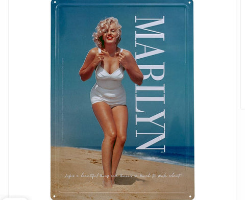 Marilyn Monroe Beach Bathing Suit  Metal Sign 16x12 Inch Tin Sign