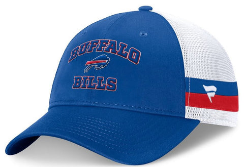 Men's Buffalo Bills NFL Fanatics Royal/White Fundamentals Side Stripe Trucker Adjustable Hat