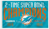 Miami Dolphins 3x5 NFL Flag 2x Super Bowl Champions