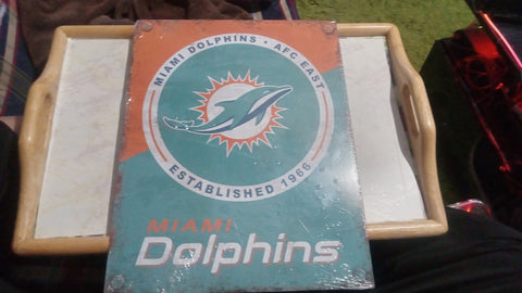 Miami Dolphins NFL 16x12.5 Tin Sign Distressed Metal Wall Decor