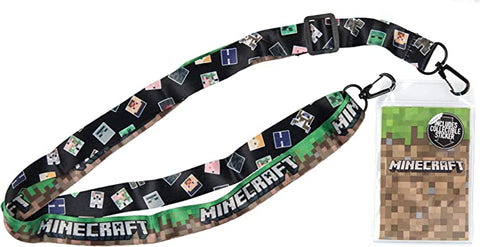 Minecraft Lanyard with ID Badge Keychain With Collectible Sticker
