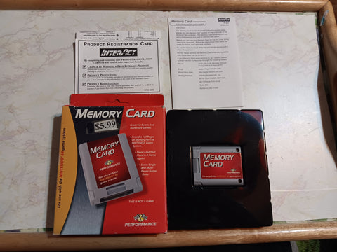 N64 Memory Card w Box + Manual Performance Brand Nintendo 64