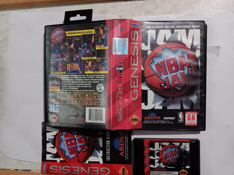 NBA Jam Basketball Tested Sega Genesis Video Game + Box + Manual