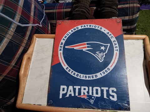 New England NFL 16x12.5 Tin Sign Distressed Metal Wall Decor