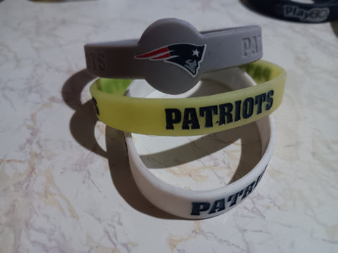 New England Patriots NFL 3 Piece Silicone Bracelet Bundle