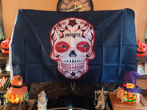 New England Patriots NFL Sugar Skull 3X5 Feet Flag Día de los Muertos Bandera