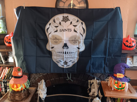 New Orleans Saints NFL Sugar Skull 3X5 Feet Flag Día de los Muertos Bandera
