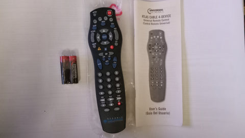 Universal Remote Control ATLAS Cable 4 Device + 2 NEW AA Batteries VCR DVD TV