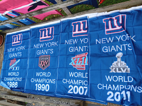 New York Giants Set of 4 NFL 3x5 Super Bowl Flags Bundle