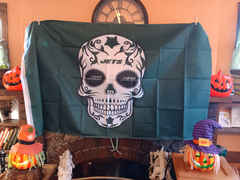 New York Jets NFL Sugar Skull 3X5 Feet Flag Día de los Muertos Bandera