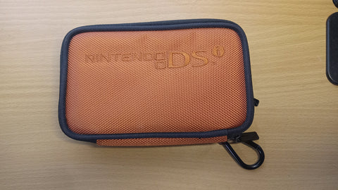 Nintendo DSi Orange Console Storage Bag Zippered Carrying Case + Belt Clip