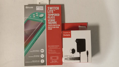 Nintendo Switch Lite NEW BUNDLE AC Adapter + Screen Protector