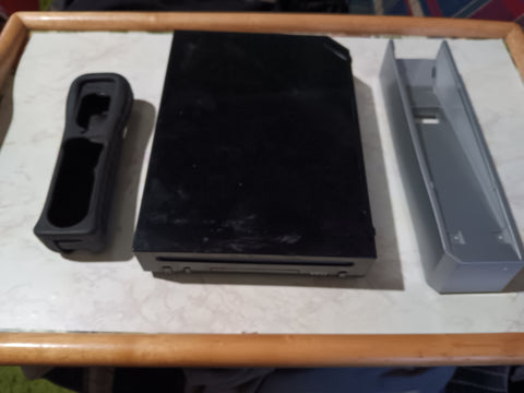 Nintendo Wii Console Working Black System Only + Vertical Stand + Sleeve