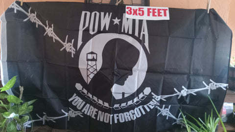 POW MIA Black Barb Wire 3x5 American Flag