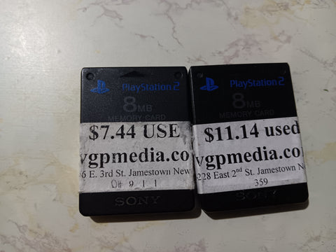 PS2 Lot of 2 Playstation 2 8MB black Memory Cards SCPH-10020