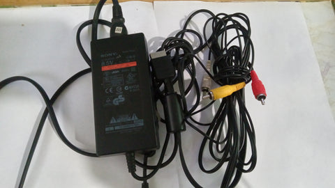 PS2 Slim Cable BUNDLE OEM AC Adapter 70100 + Sony Playstation 2 AV Cable