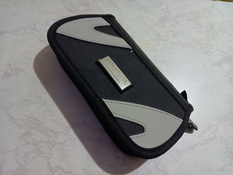 PSP Storage Case Silver & Black Zippered Holds Console & Games