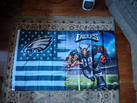 Philadelphia Eagles NFL 3X5 Feet American Flag Banner Pole or Wall Decor