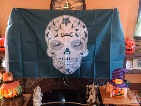 Philadelphia Eagles NFL Sugar Skull 3X5 Feet Flag Día de los Muertos Bandera