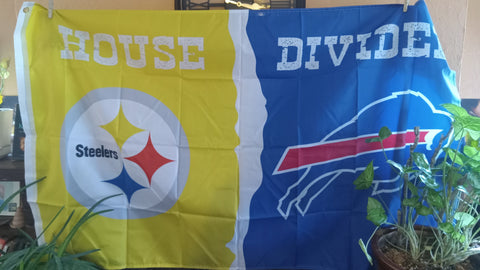 Pittsburgh Steelers Buffalo Bills NFL House Divided 3X5 Feet Flag Banner Pole or Wall Decor
