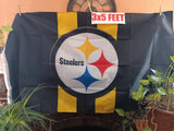 Pittsburgh Steelers Center Logo Stripes NFL 3X5 Feet Flag Banner