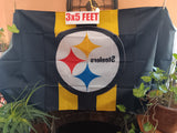 Pittsburgh Steelers Center Logo Stripes NFL 3X5 Feet Flag Banner