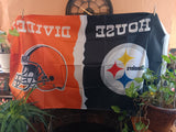 Pittsburgh Steelers Cleveland Browns House Divided NFL 3X5 Flag For Wall / Pole
