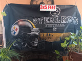 Pittsburgh Steelers Distressed Look NFL 3X5 Feet Flag Banner For Wall / Pole