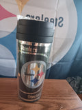 Pittsburgh Steelers Flag + 16oz. Metallic Wrap Tumbler Cup NFL Bundle NEW