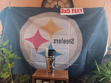 Pittsburgh Steelers Flag + 16oz. Metallic Wrap Tumbler Cup NFL Bundle NEW