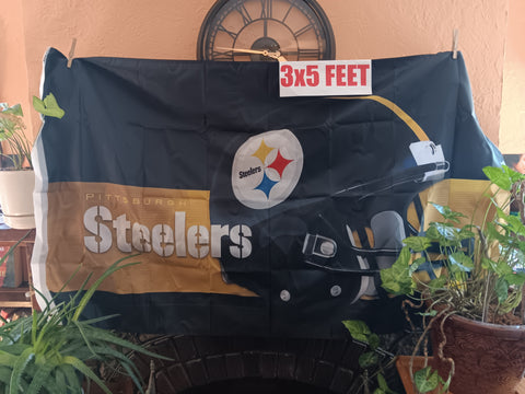 Pittsburgh Steelers Helmet Stripe NFL 3X5 Feet Flag Banner For Wall / Pole