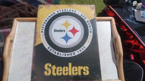 Pittsburgh Steelers NFL 16x12.5 Tin Sign Distressed Metal Wall Decor