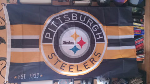 Pittsburgh Steelers NFL 3X5 Feet Flag Circle Banner Wall Decor or Pole Hang