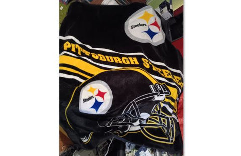 USED Pittsburgh Steelers Northwest NFL Unisex-Adult Raschel 80x60 Throw Blanket