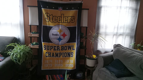Pittsburgh Steelers Super Bowl Champion NFL 3X5 Feet Flag Banner Pole or Wall Decor